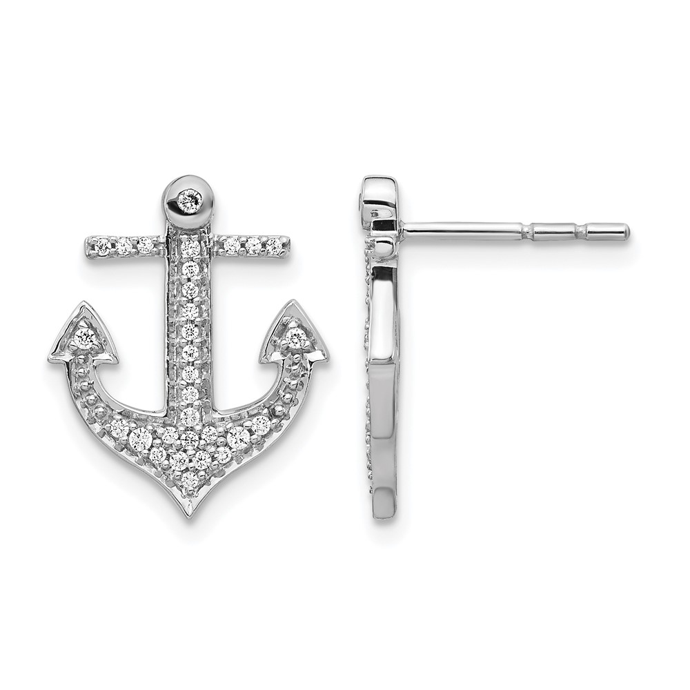 14k White Gold Diamond Anchor Earrings (EM4054-020-WA)