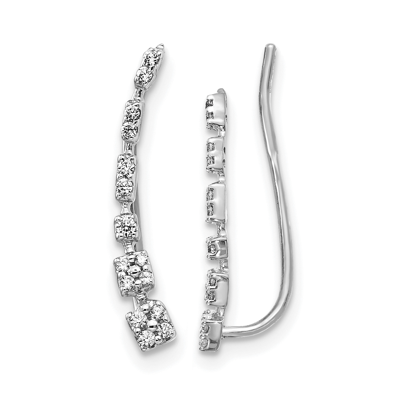 14k White Gold Diamond Graduated Ear Climber Earrings (EM4146-015-WA)