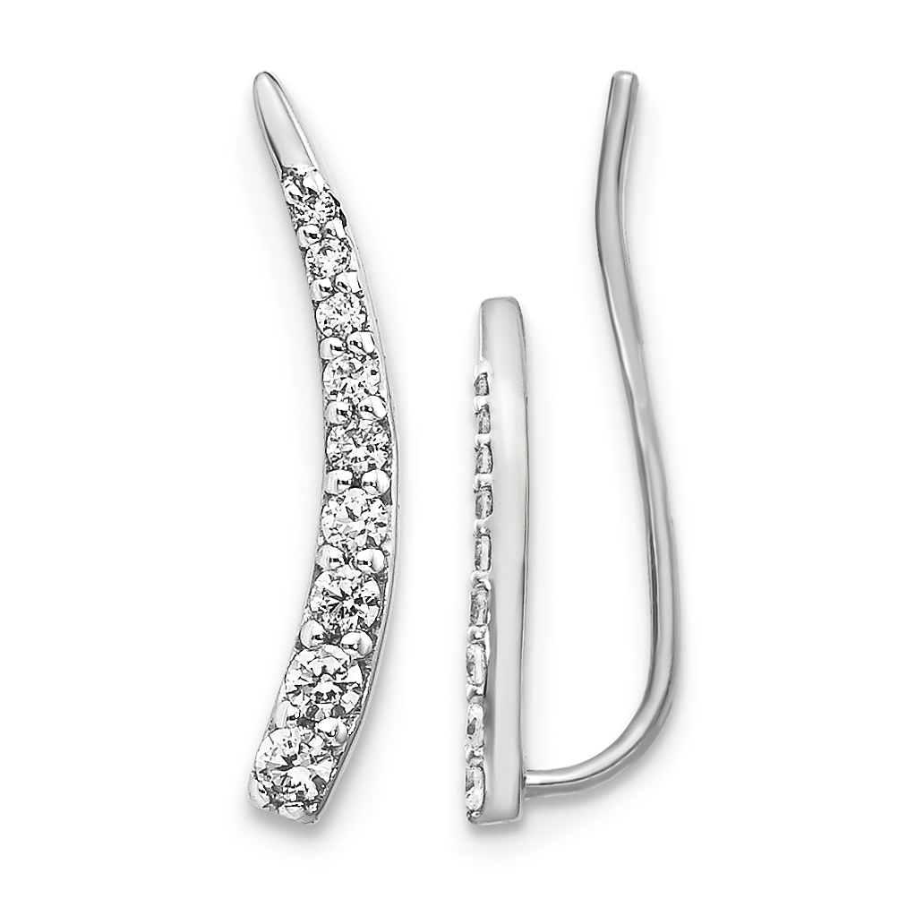 14k White Gold Diamond Ear Climber Earrings (EM4147-015-WA)