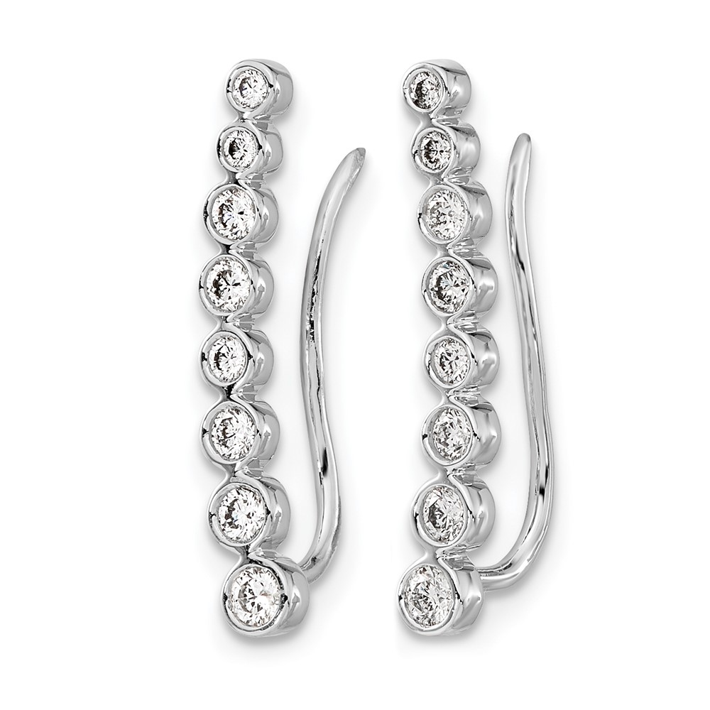 10k White Gold Diamond Graduated Ear Climber Earrings (EM4149-040-1WA)