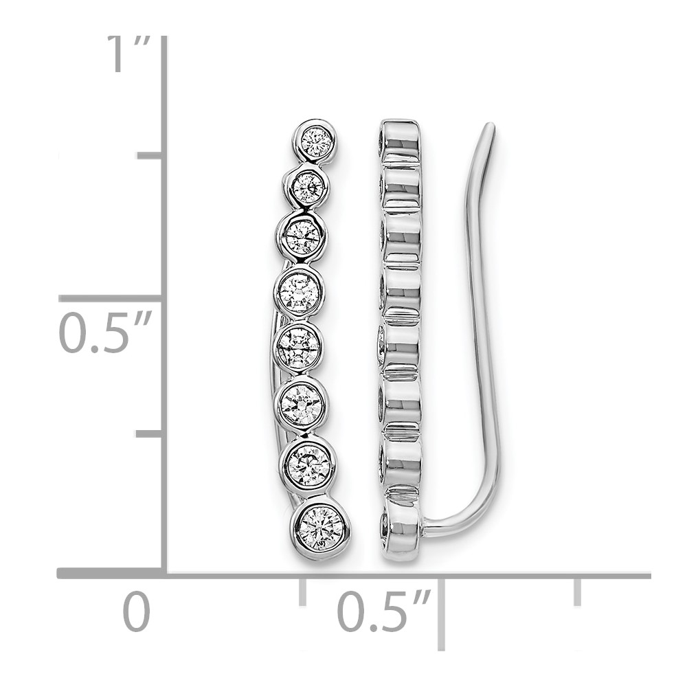 10k White Gold Diamond Graduated Ear Climber Earrings (EM4149-040-1WA)