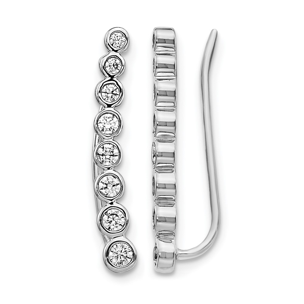 10k White Gold Diamond Graduated Ear Climber Earrings (EM4149-040-1WA)