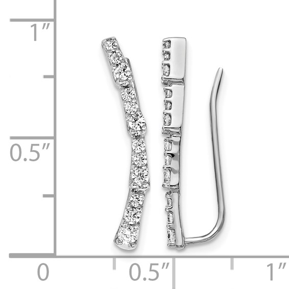 14k White Gold 1/2 carat Diamond Ear Climber Earrings