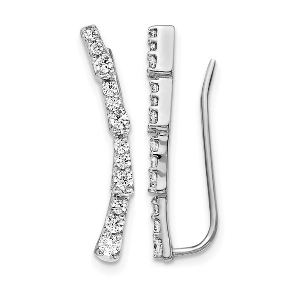 14k White Gold 1/2 carat Diamond Ear Climber Earrings