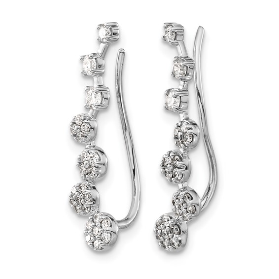 14k White Gold 1/2 carat Diamond Graduated Ear Climber Earrings