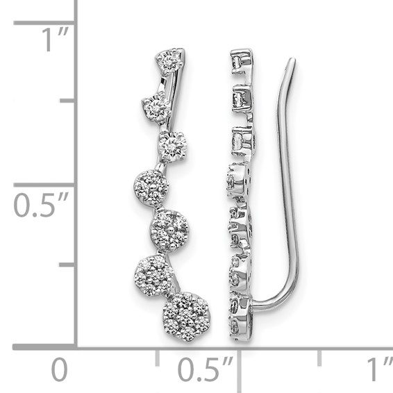 14k White Gold 1/2 carat Diamond Graduated Ear Climber Earrings