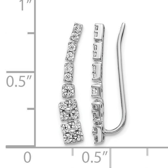 14k White Gold 1/2 carat Diamond Graduated Ear Climber Earrings