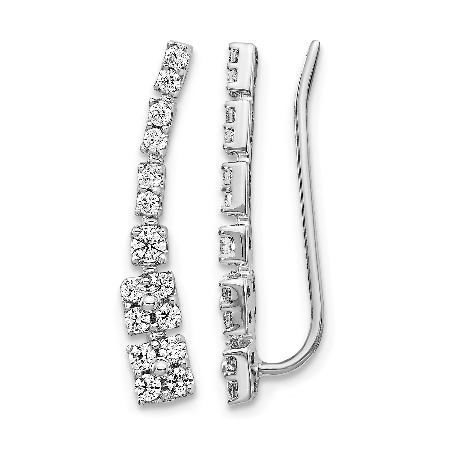 14k White Gold Diamond Ear Climber Earrings (EM4155-050-WA)