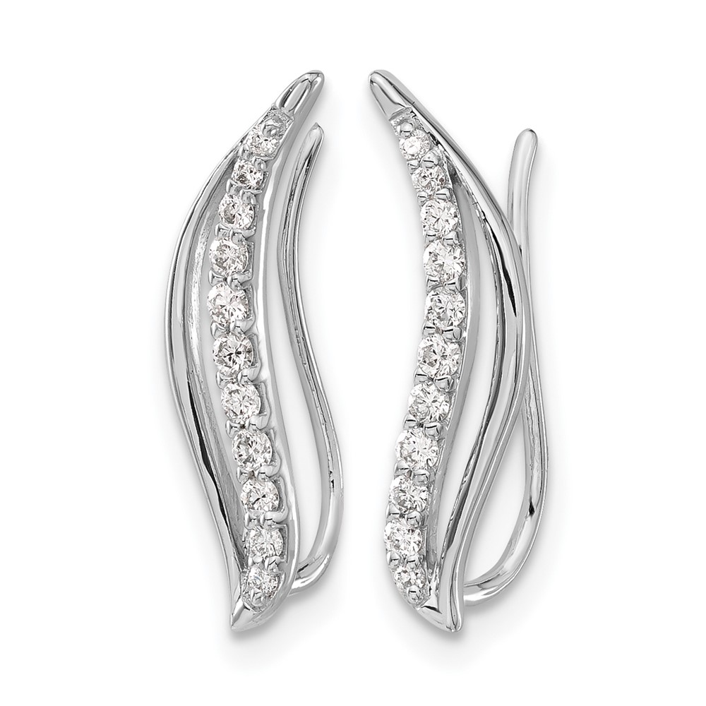 10k White Gold Diamond Wave Ear Climber Earrings (EM4156-025-1WA)