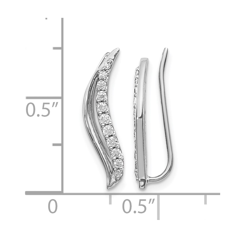 10k White Gold Diamond Wave Ear Climber Earrings (EM4156-025-1WA)