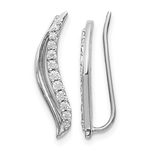 14K White Gold 0.25 Carat Lab Grown Diamond VS SI+ G+ Complete Ear Climber