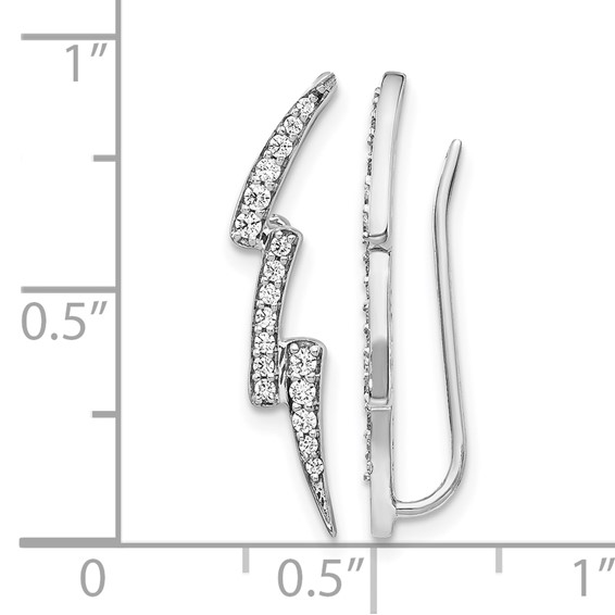 14k White Gold 1/3 carat Diamond Lightning Ear Climber Earrings