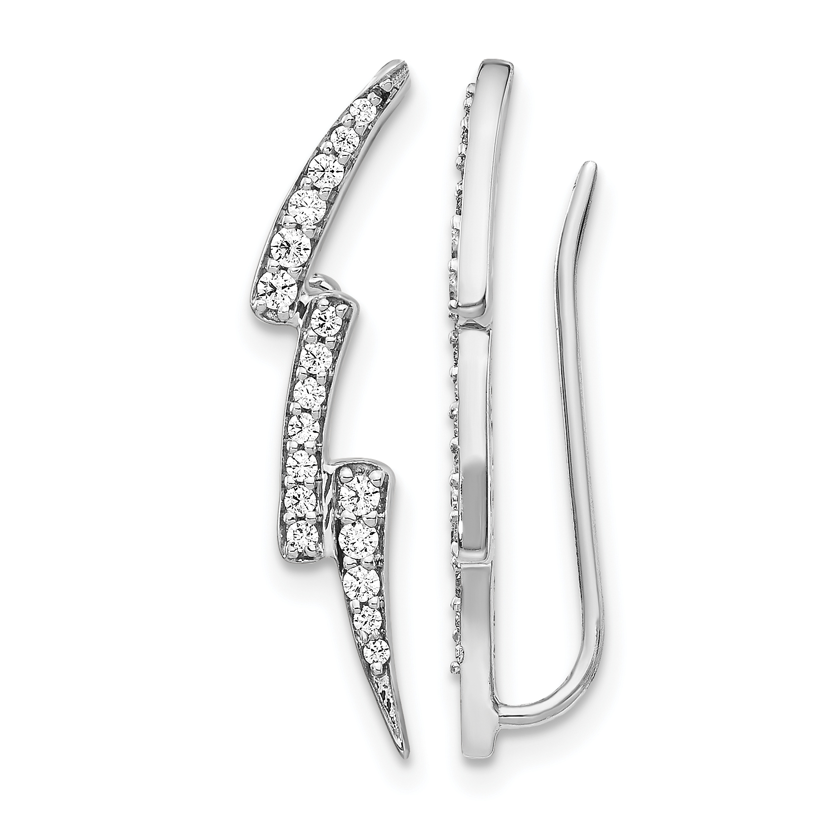 14k White Gold Diamond Lightning Ear Climber Earrings (EM4163-030-WA)