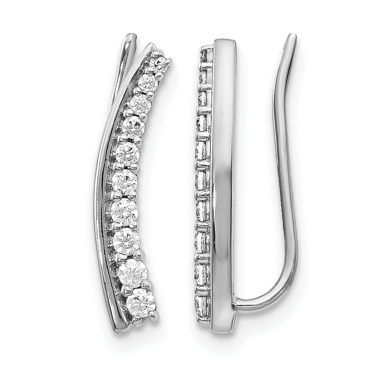 14k White Gold 1/3 carat Lab Grown Diamond VS/SI+ G+ Complete Ear Climber Earrings (EM4166-033-WLG)