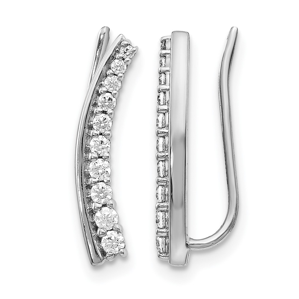 14K White Gold 0.33 Carat Lab Grown Diamond VS SI+ G+ Complete Ear Climber Earrings