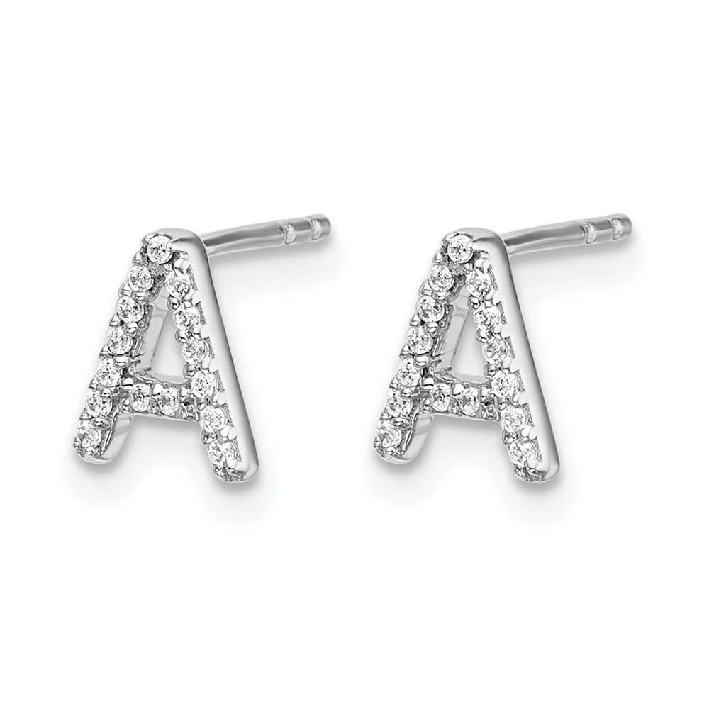 14k White Gold Diamond Initial A Earrings (EM4169A-009-WA)