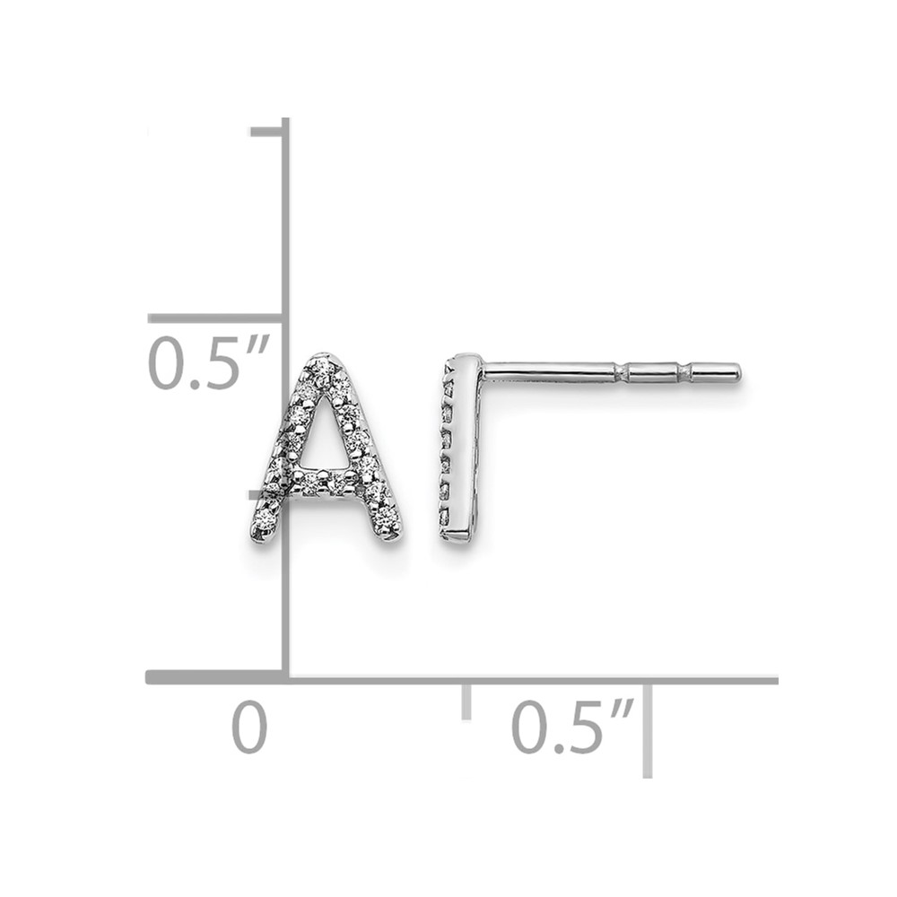 14k White Gold Diamond Initial A Earrings (EM4169A-009-WA)