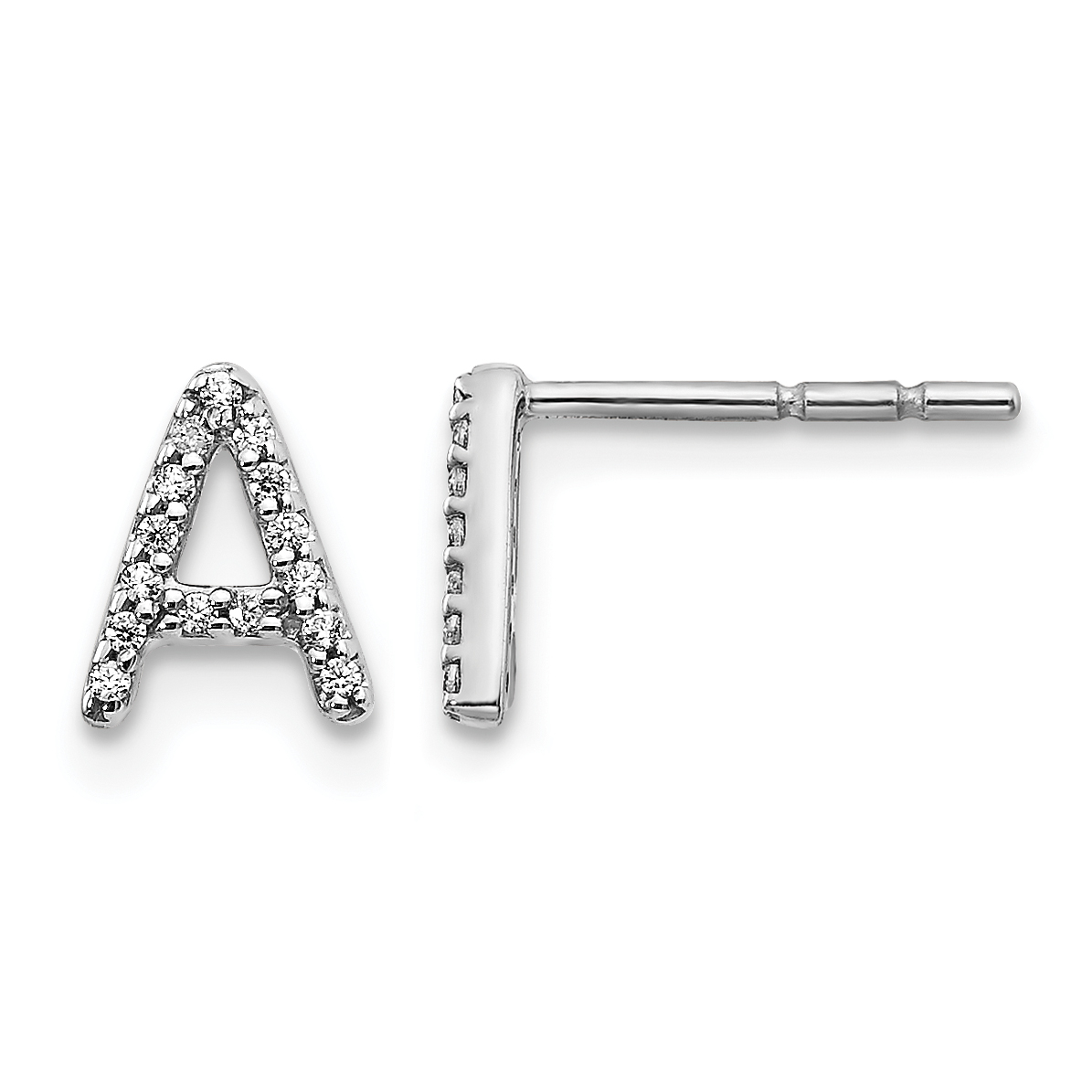 14k White Gold Diamond Initial A Earrings (EM4169A-009-WA)