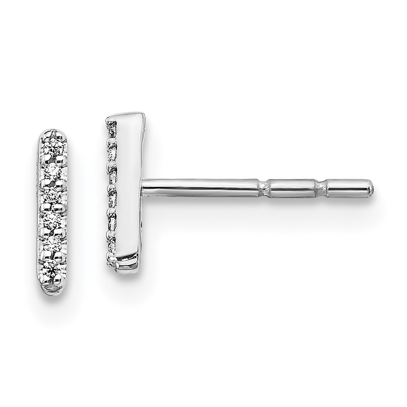 14K White Gold Lab Grown VS/SI+ G+ Dia Letter I Initial Post Earrings