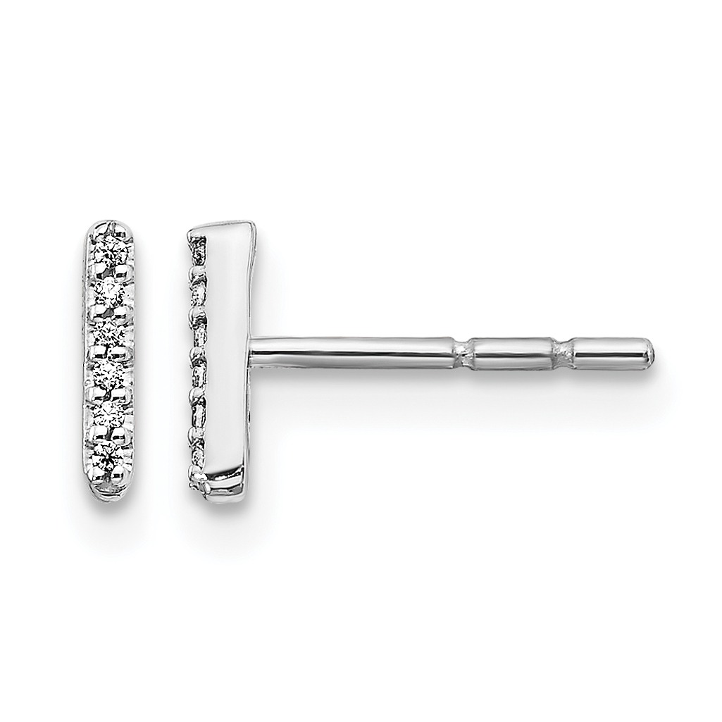 14k White Gold Diamond Initial I Earrings (EM4169I-004-WA)