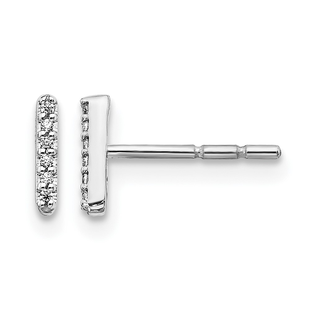 14k White Gold Diamond Initial I Earrings (EM4169I-004-WA)