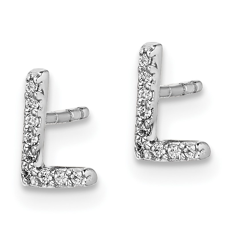 14K White Gold Lab Grown VS/SI+ G+ Dia Letter L Initial Post Earrings