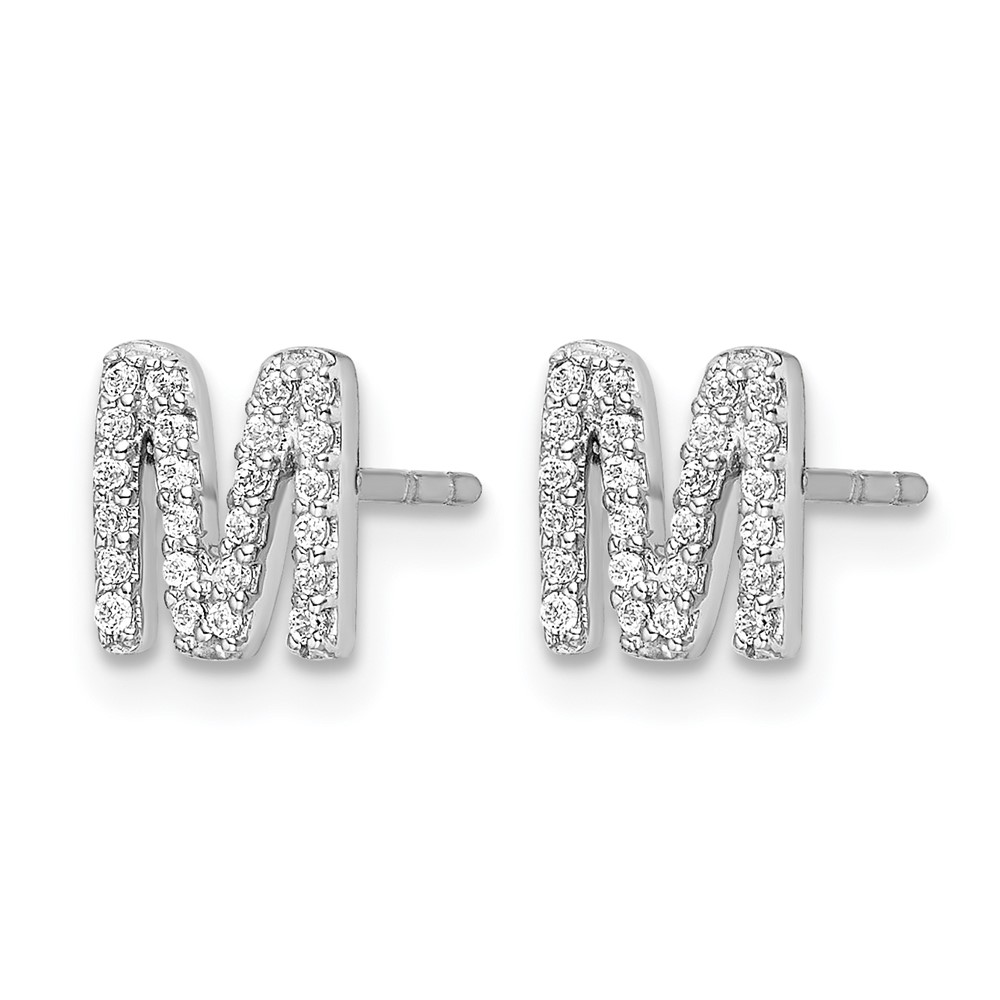 14k White Gold Diamond Initial M Earrings (EM4169M-015-WA)
