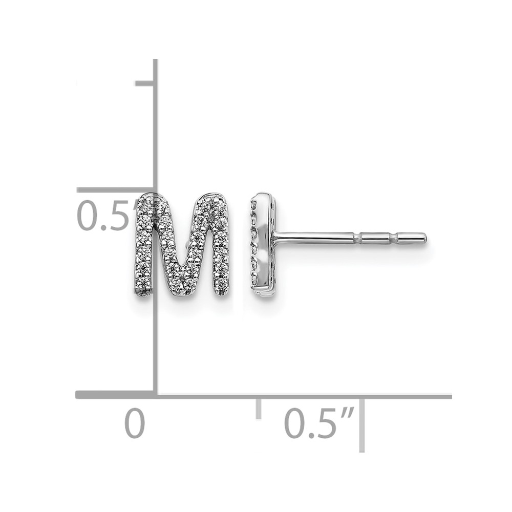 14k White Gold Diamond Initial M Earrings (EM4169M-015-WA)