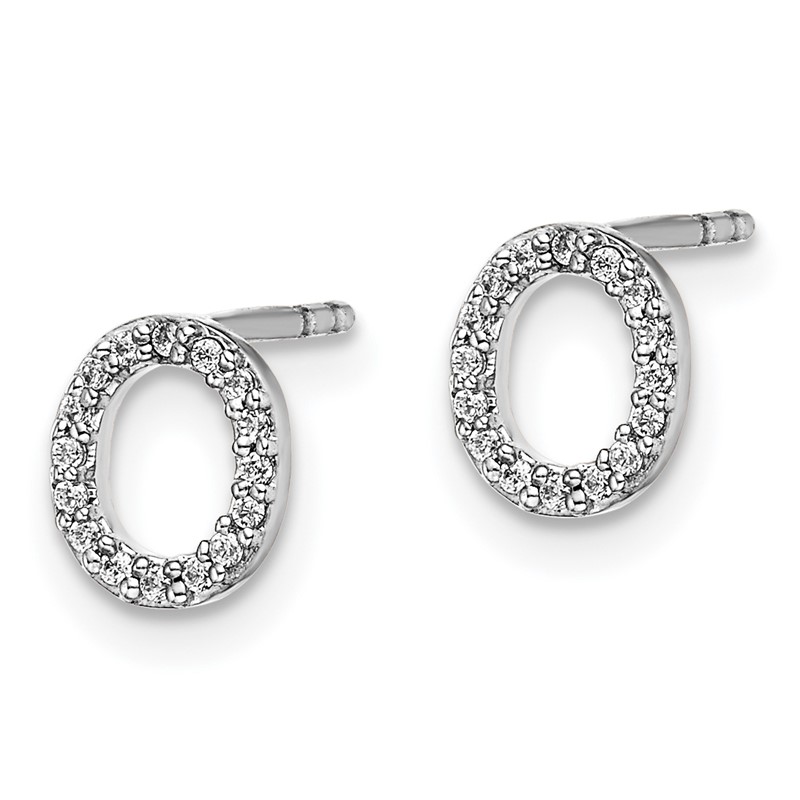 14K White Gold Lab Grown VS/SI+ G+ Dia Letter O Initial Post Earrings