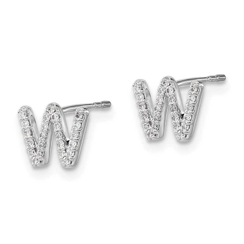 14K White Gold Lab Grown VS/SI+ G+ Dia Letter W Initial Post Earrings