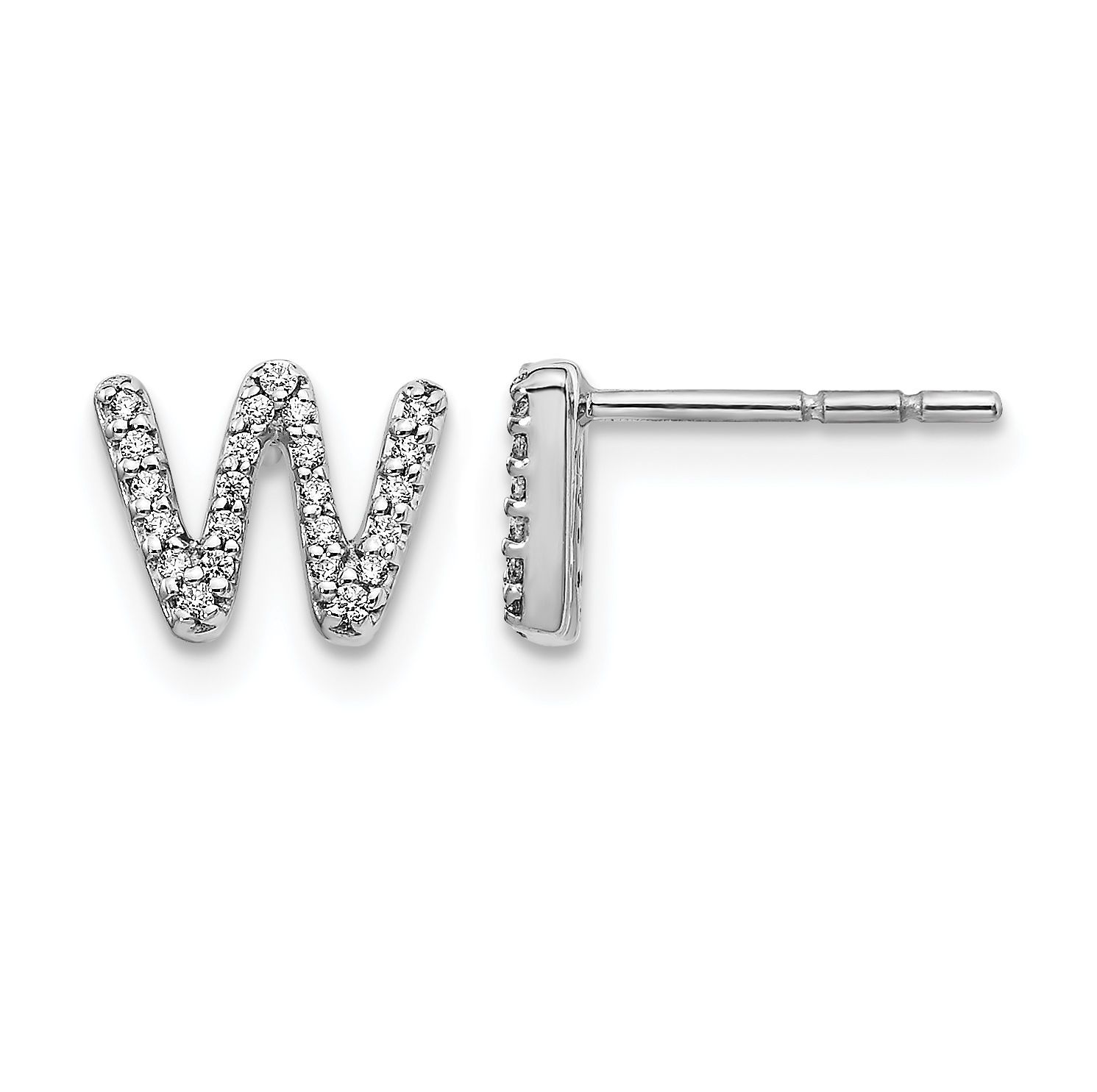 14k White Gold Diamond Initial W Earrings (EM4169W-015-WA)