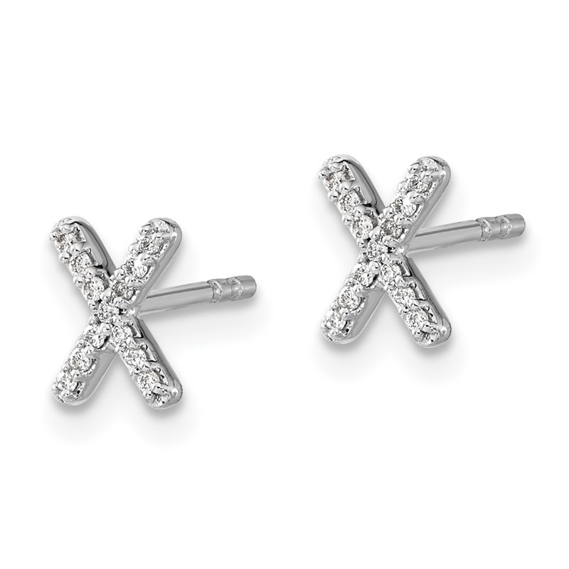 14K White Gold Lab Grown VS/SI+ G+ Dia Letter X Initial Post Earrings