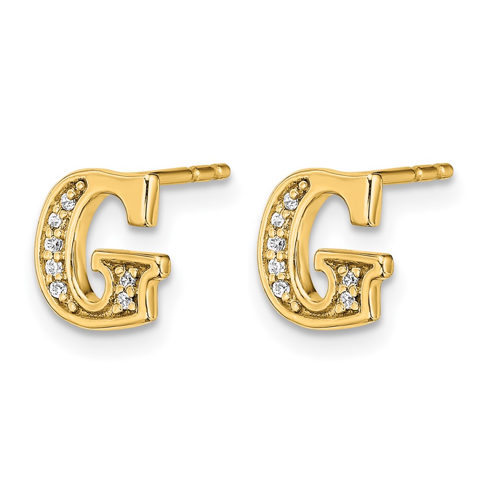 14k Diamond Initial G Earrings (EM4170G-005-YA)