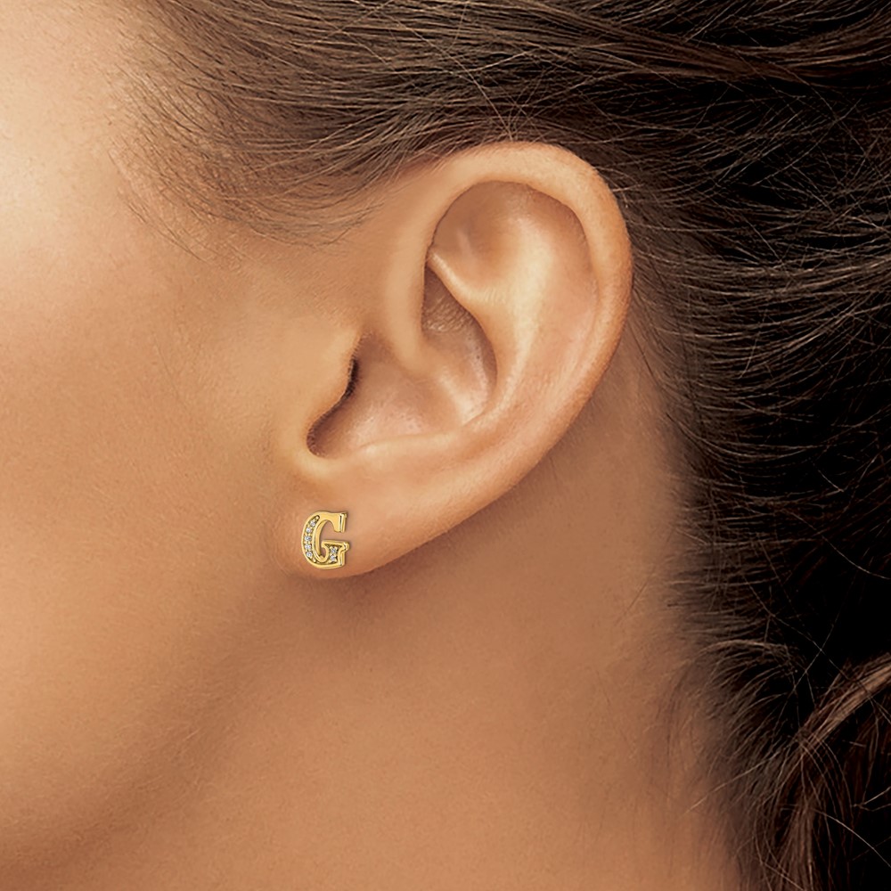 14k Diamond Initial G Earrings (EM4170G-005-YA)