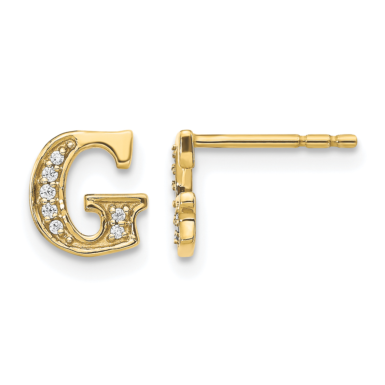14k Diamond Initial G Earrings (EM4170G-005-YA)