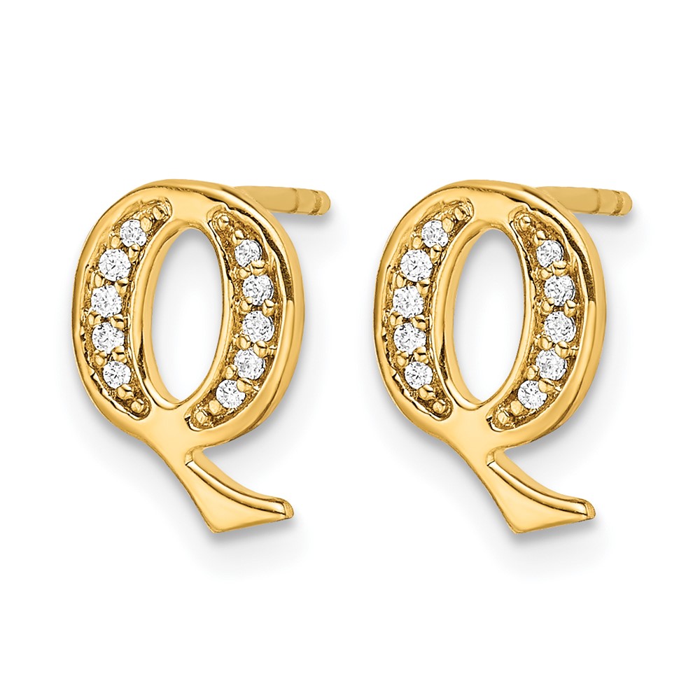 14k Diamond Initial Q Earrings (EM4170Q-007-YA)