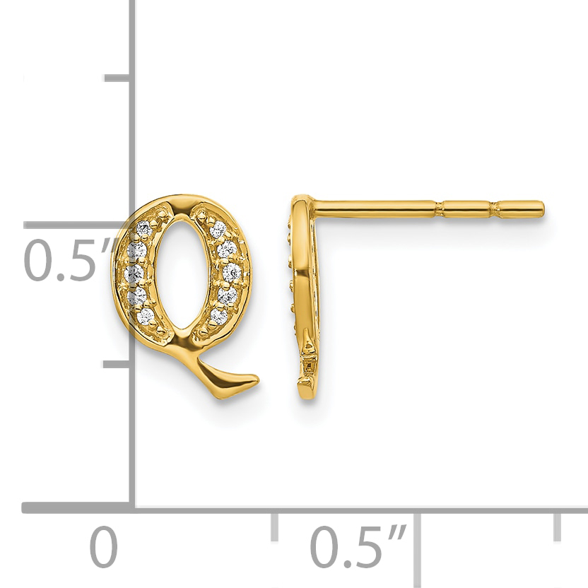 14k Diamond Initial Q Post Earrings EM4170Q 883957663579| eBay