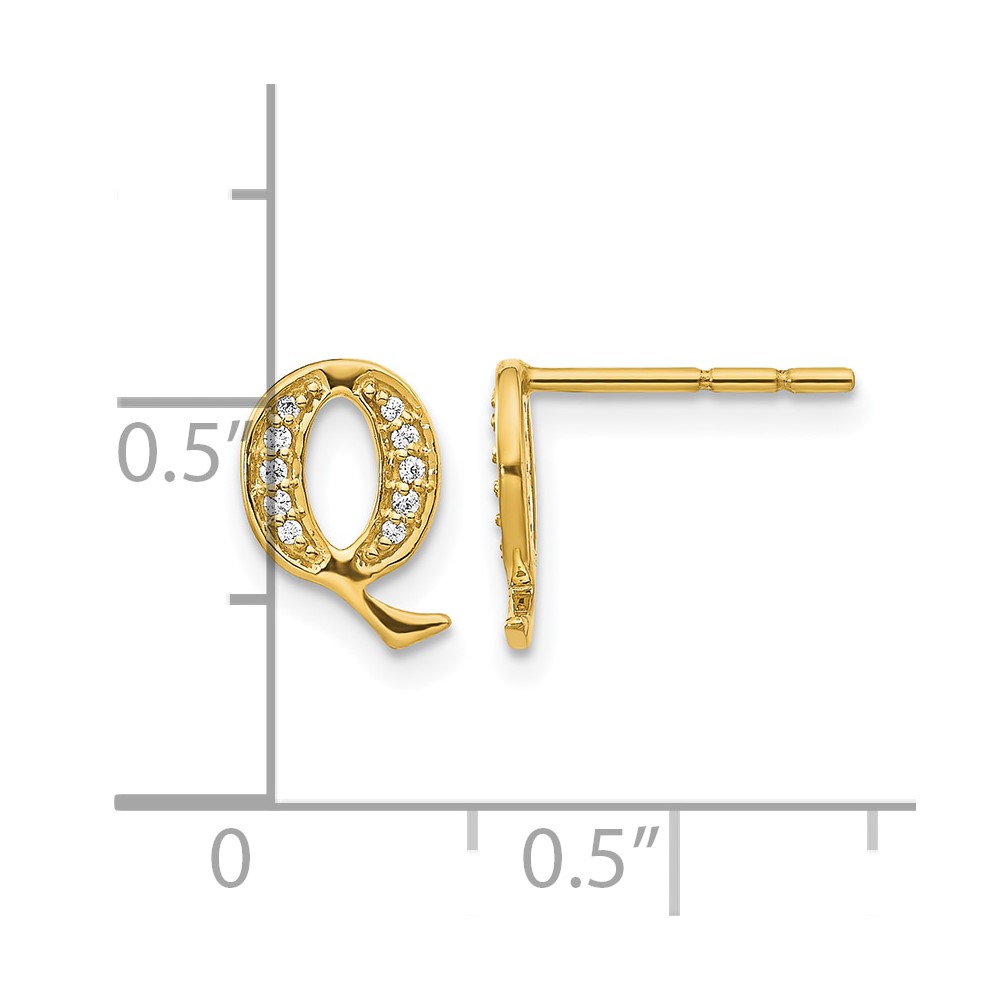 14k Diamond Initial Q Earrings (EM4170Q-007-YA)