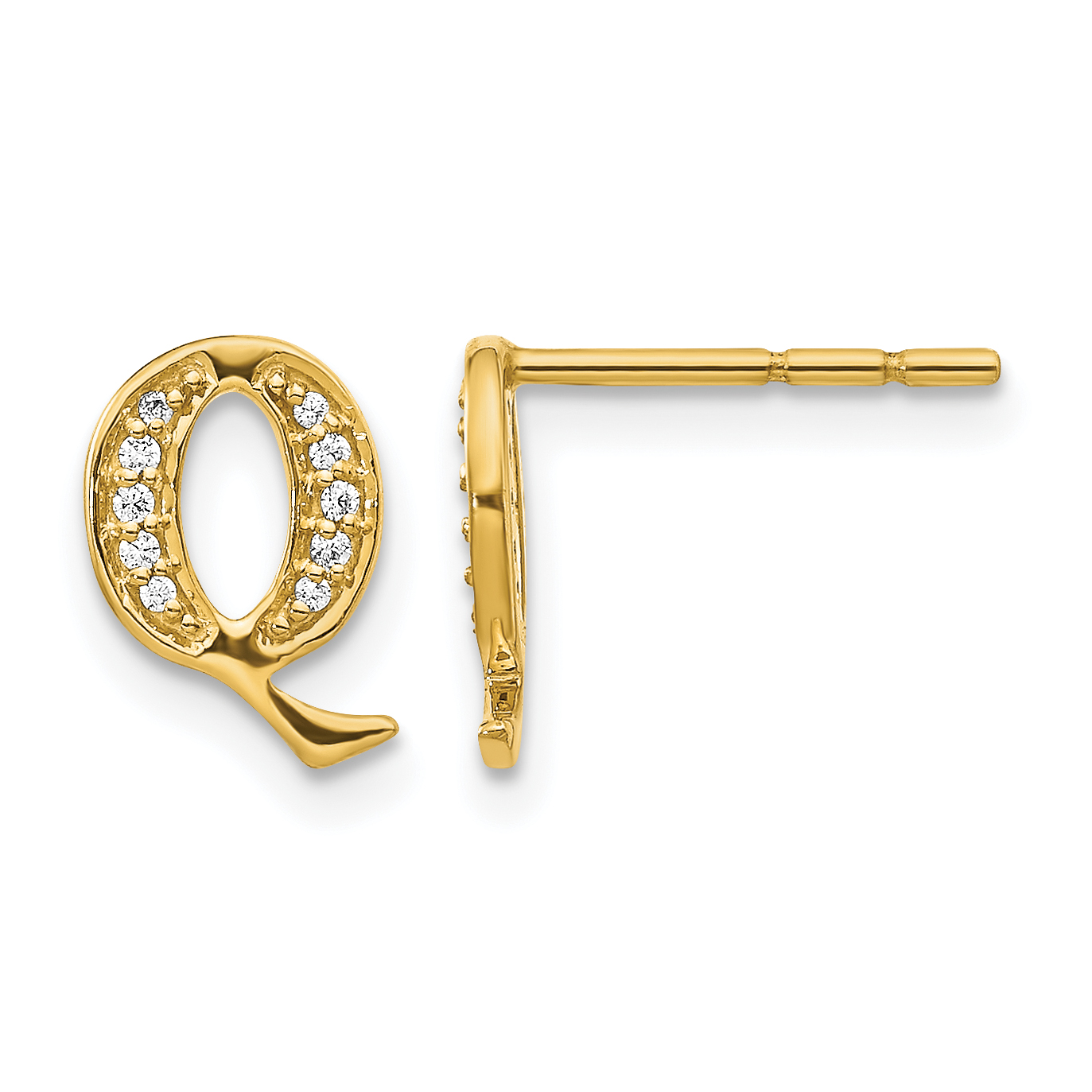14k Diamond Initial Q Earrings (EM4170Q-007-YA)