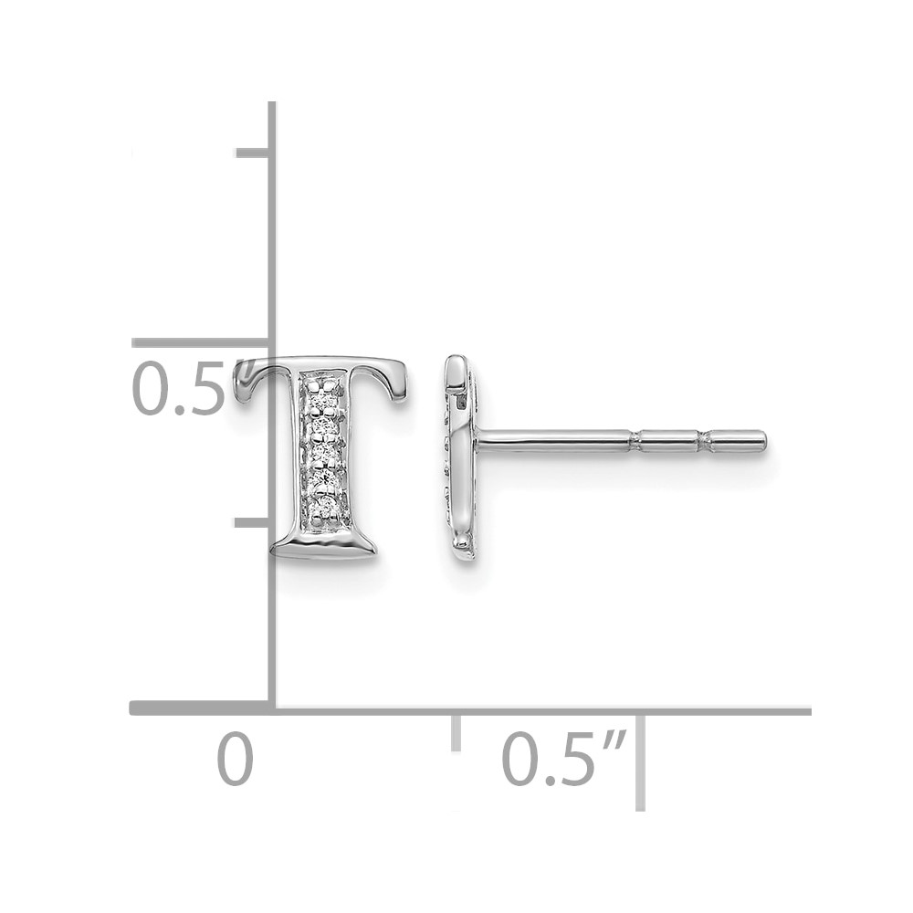 14k White Gold Diamond Initial T Earrings (EM4170T-003-WA)