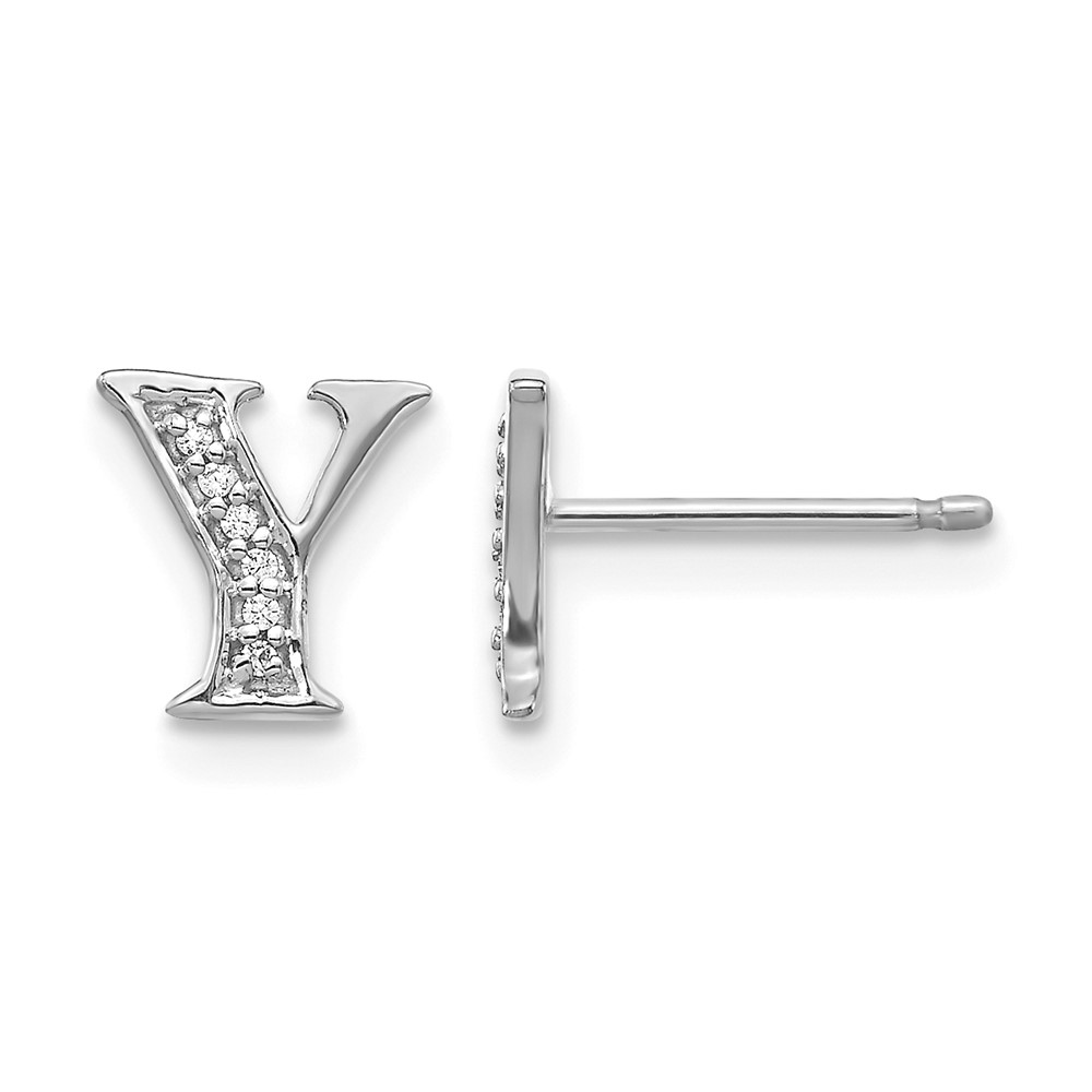 14k White Gold Diamond Initial Y Earrings (EM4170Y-004-WA)