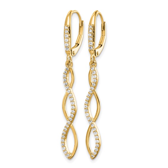 14k 1/3 carat Diamond Twisted Dangle Leverback Earrings