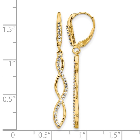 14k 1/3 carat Diamond Twisted Dangle Leverback Earrings
