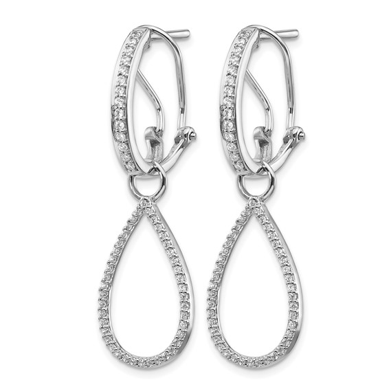 14k White Gold 1/2 carat Diamond Teardrop Dangle Omega Back Earrings