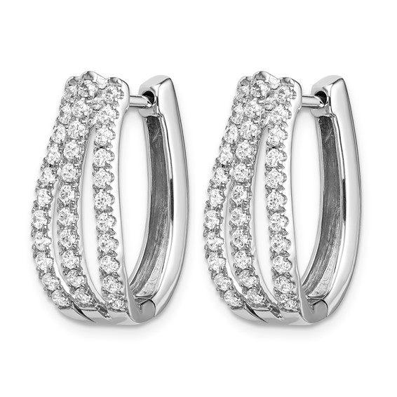 14k White Gold 1 carat Lab Grown Diamond VS/SI+ G+ Complete Hinged Hoop Earrings
