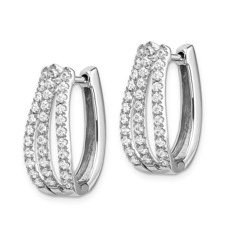 14k White Gold 1 carat Lab Grown Diamond VS/SI+ G+ Complete Hinged Hoop Earrings