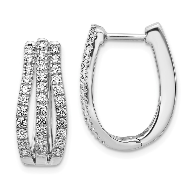 14k White Gold 1 carat Lab Grown Diamond VS/SI+ G+ Complete Hinged Hoop Earrings