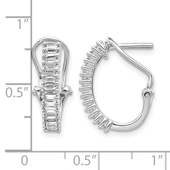 14k White Gold Baguette  Omega Back Earrings-Blank-Mtg Only