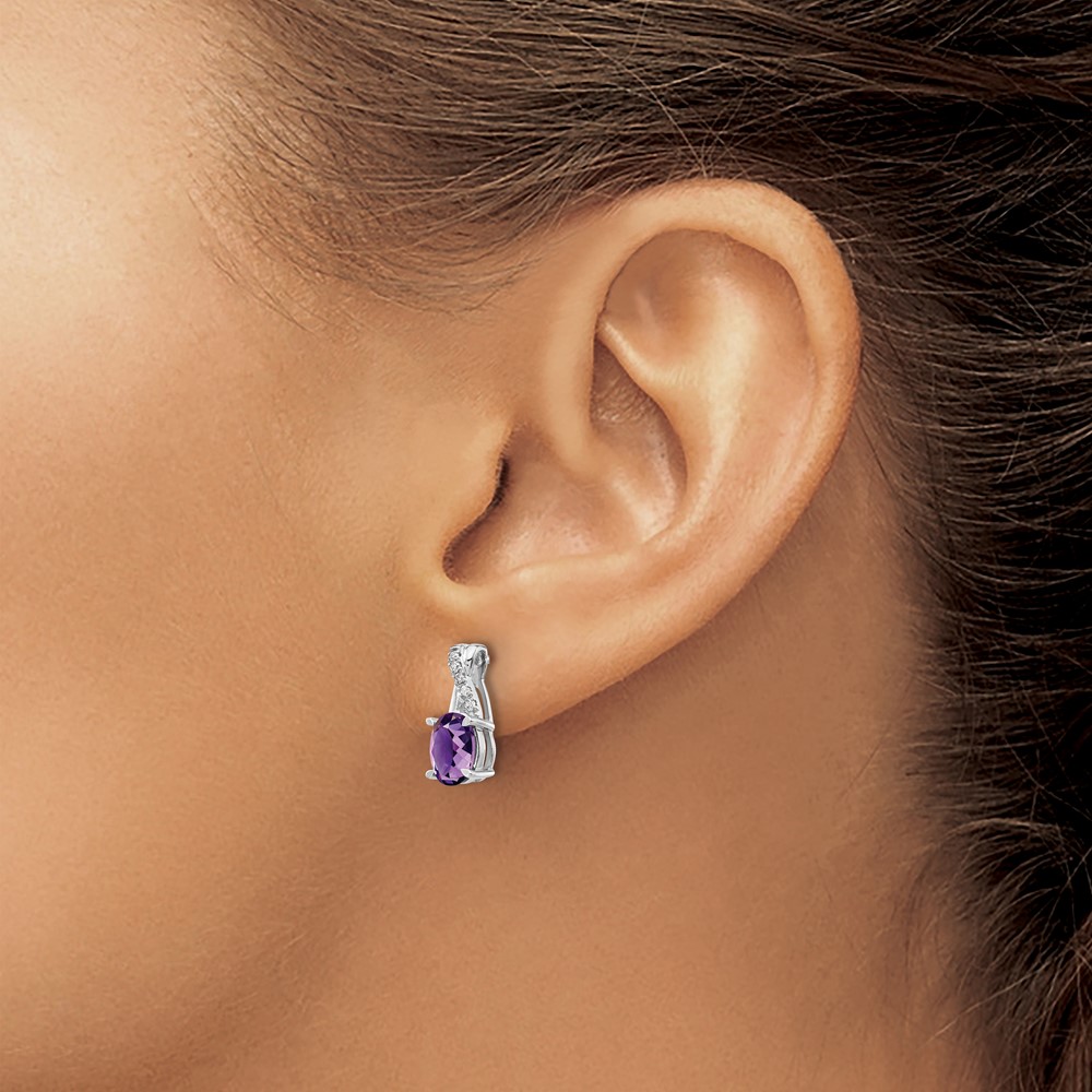 14k White Gold Amethyst and Diamond Earrings (EM4235-AM-006-WA)