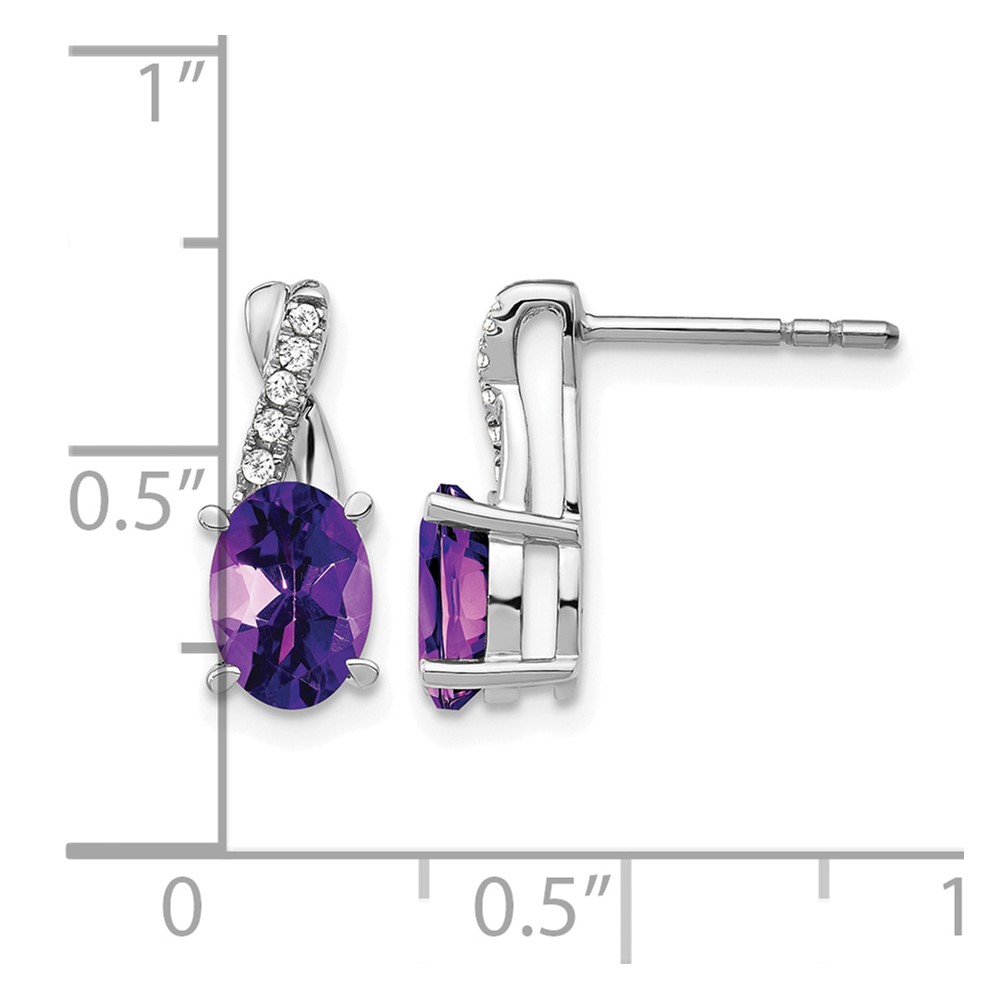 14k White Gold Amethyst and Diamond Earrings (EM4235-AM-006-WA)